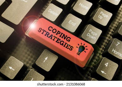 Conceptual caption Coping Strategies. Business overview general plan or set of plans intended to achieve something Typing Product Title And Descriptions, Entering Important Data Codes - Shutterstock ID 2131086068