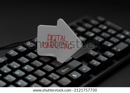 Conceptual caption Digital Marketing. Internet Concept promotion of products or brands using electronic devices Converting Written Notes To Digital Data, Typing Important Coding Files