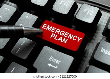 Conceptual caption Emergency Plan. Word Written on instructions that outlines what workers should do in danger Typing Image Descriptions And Keywords, Entering New Internet Website - Shutterstock ID 2121227000