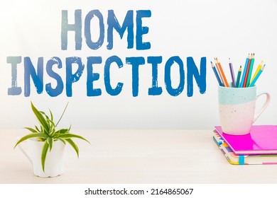 Conceptual Caption Home Inspection. Business Overview Examination Of The Condition Of A Home Related Property Tidy Workspace Setup, Writing Desk Tools Equipment, Smart Office