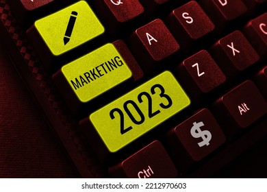 Conceptual Caption Marketing 2023. Conceptual Photo Commercial Trends For 2023 New Year Promotional Event