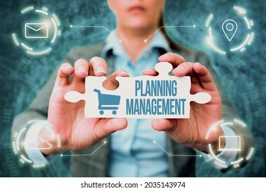Conceptual caption Planning Management. Word for act or process of making or carrying out plans Business Woman Holding Jigsaw Puzzle Piece Unlocking New Futuristic Tech. - Powered by Shutterstock