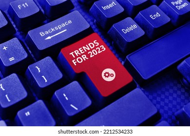 Conceptual caption Trends For 2023. Business showcase list of things that got popular very quickly in this year - Shutterstock ID 2212534233