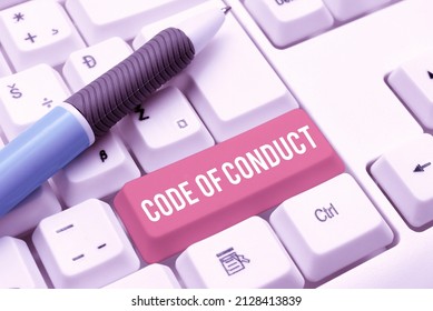 Conceptual Display Code Of Conduct. Business Approach Set Of Principles Are Ethics, Respect, Code, Honesty, And Integrity Typing Program Functional Descriptions, Creating New Email Address