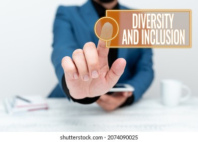 Conceptual display Diversity And Inclusion. Business showcase range human difference includes race ethnicity gender Presenting Communication Technology Smartphone Voice And Video Calling - Shutterstock ID 2074090025