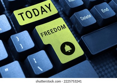 Conceptual display Freedom. Word for power or right to act speak or think as one wants without hindrance - Shutterstock ID 2225753241