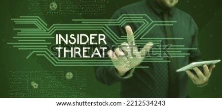 Conceptual display Insider Threat. Business overview security threat that originates from within the organization