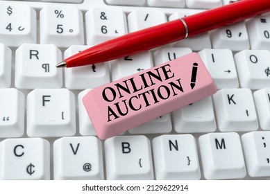 Conceptual display Online Auction. Business showcase digitized sale event which item is sold to the highest bidder Typing Cooking Lesson Guidebook, Retyping New Online Guidelines