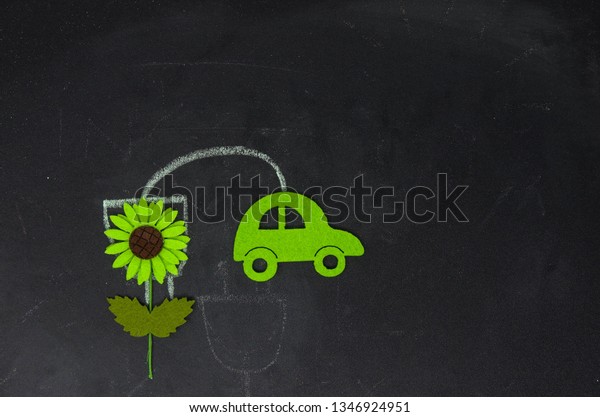 \
Conceptual image Electric car\
concept. Future cars, take care of the planet. Ecology. Clean\
planet