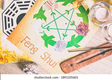 Conceptual image of Feng Shui with five elements 