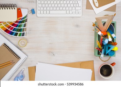 Conceptual image of graphic designer workplace, top view - Powered by Shutterstock