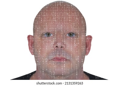 Conceptual image of human programmation. Binary digits are being inserted in a human mind to represent how the public opinion media and internet are influencing in the behavior of the people