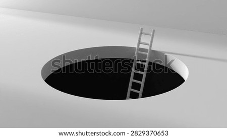 A conceptual image of a ladder emerging from a deep, dark hole, representing overcoming challenges and finding a way out of difficult situations.