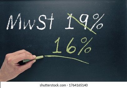 Conceptual Image With A Man Writing On A Chalkboard For Economic Stimulus Package For Germany.