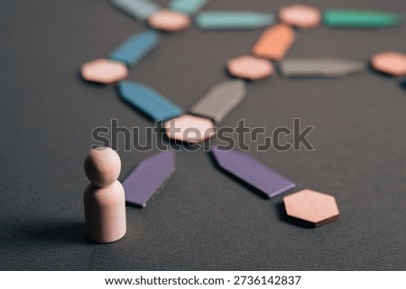 Conceptual image representing an access point to a professional network. A single figure positioned at the entry stage before connection, symbolizing onboarding, selection process, readiness, and initial integration into a structured system or organization.