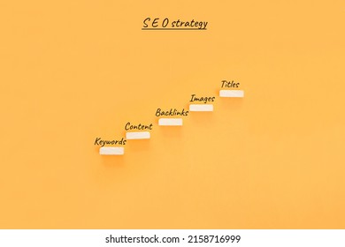 Conceptual image SEO strategy. Basic principles of Search Engine Optimization.