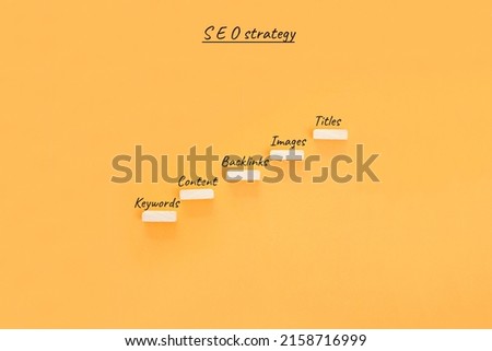 Conceptual image SEO strategy. Basic principles of Search Engine Optimization.