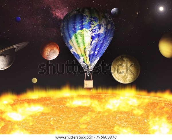Conceptual Image Solar System Balloon Covered Stock Photo