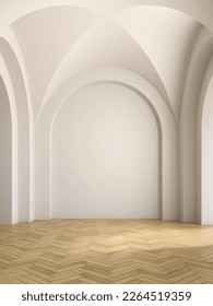 Conceptual interior empty room with arched ceiling 3d illustration - Shutterstock ID 2264519359