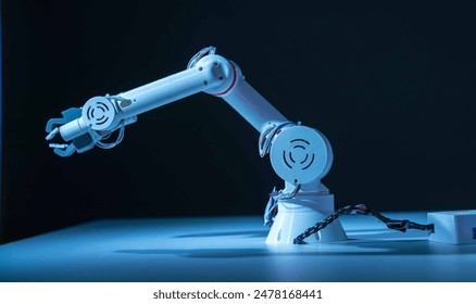 conceptual model of an industrial robot on a black background