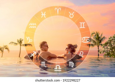 Conceptual photo of happy couple with perfect match and love compatibility between zodiac signs - Shutterstock ID 1922298227