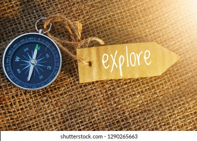 Conceptual Photo Using Compass On How You Reward Yourself With The Further Exploration Of Life