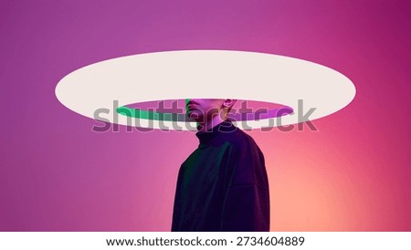 Conceptual poster abstract ring head fashion portrait. Concept of high fashion branding, creative identity campaigns, luxury advertising visuals, modern editorial layouts, and bold visual storytelling
