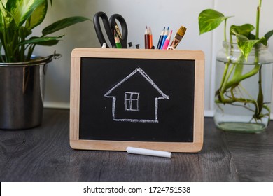 Conceptual Representation With A Chalkboard Of A Homeschooling