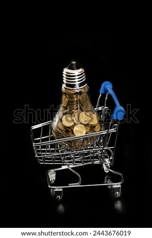 Conceptual story about the cost of Conceptual story about the cost of electricity in Kazakhstan with an incandescent light bulb filled with coins worth 1 Kazakh tengein Kazakhstan with an incandescent
