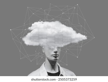 Conceptual of technology connections and big data with binary code.Symbolizes cloud computing, digital networks, and the integration of human and artificial intelligence - Powered by Shutterstock