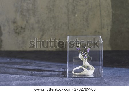 Conceptual visual analysis: asset restriction. Objects fixed to dark textured surface by tape. Metaphor for stagnant investment performance, regulatory operational compliance barriers, constrained capital markets, and corporate risk management during volatility.