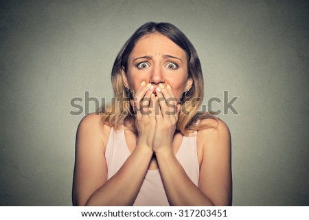 Concerned scared woman
