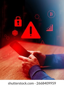 Concerns about digital security and cryptocurrency highlighted on smartphone during evening hours