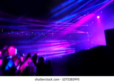 Concert Club With DJ And Ultra Violet Light Music, Blur