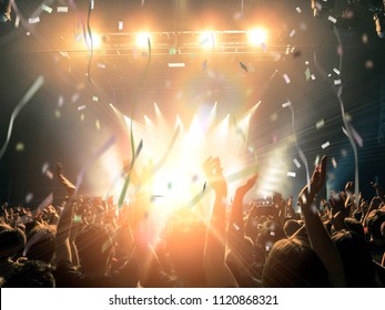 Concert Crowd Inside A Modern Venue