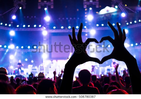 Concert Crowd Raising Heart Shaped Hands Stock Photo (Edit Now) 508780387