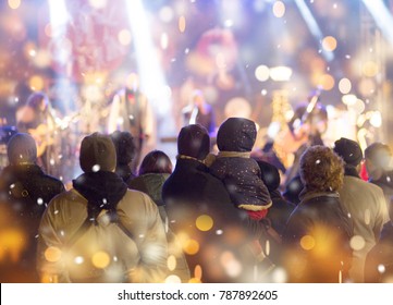 Concert Crowd. Winter Family Event Background