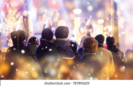 Concert Crowd. Winter Family Event Background