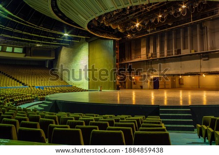 Concert hall of abandoned Tallinn City Hall (Estonian: Tallinna Linnahall, originally the V. I. Lenin Palace of Culture and Sports). The venue was used as a filming location for the feature film Tenet