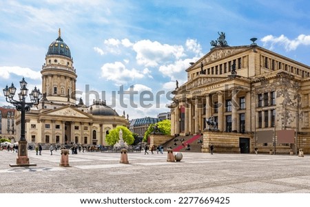 Concert Hall (Konzerthaus) and New Church (Deutscher Dom) on Gendarmenmarkt square, Berlin, Germany