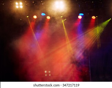 concert light show, colorful and vivid stage spotlight on stage background