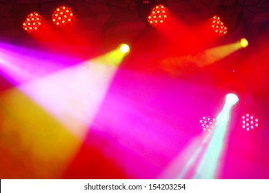 Concert Stage With Colors Spot Light And Smoke 