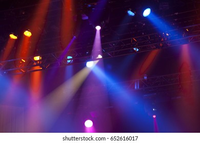 Concert stage lights on an indoor stage - Shutterstock ID 652616017
