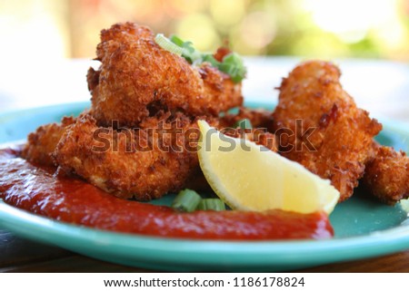 Conch Fritters with Cocktail Sauce