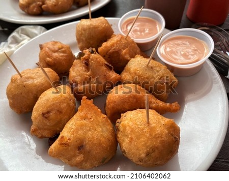 Conch Fritters with Hot Sauce