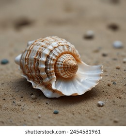 Conch shell on beach with waves Leonardo Ai Generation - Powered by Shutterstock - Get 15% off with code: PIKWIZARD15