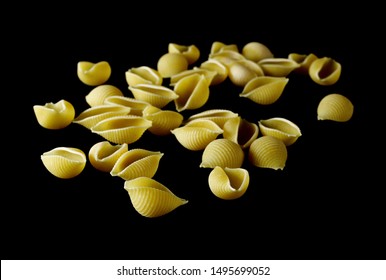 Conchiglie Grandi Pasta Isolated On Black Background