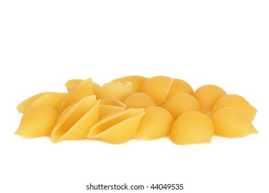 Conchiglie Pasta, Isolated Over White Background.