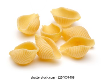 Conchiglie Rigate Pasta Isolated On White Background