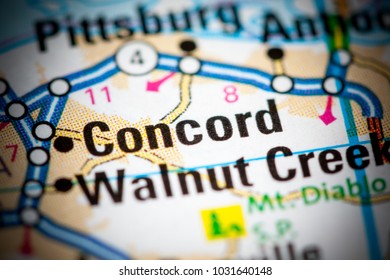 Concord. California. USA On A Map.